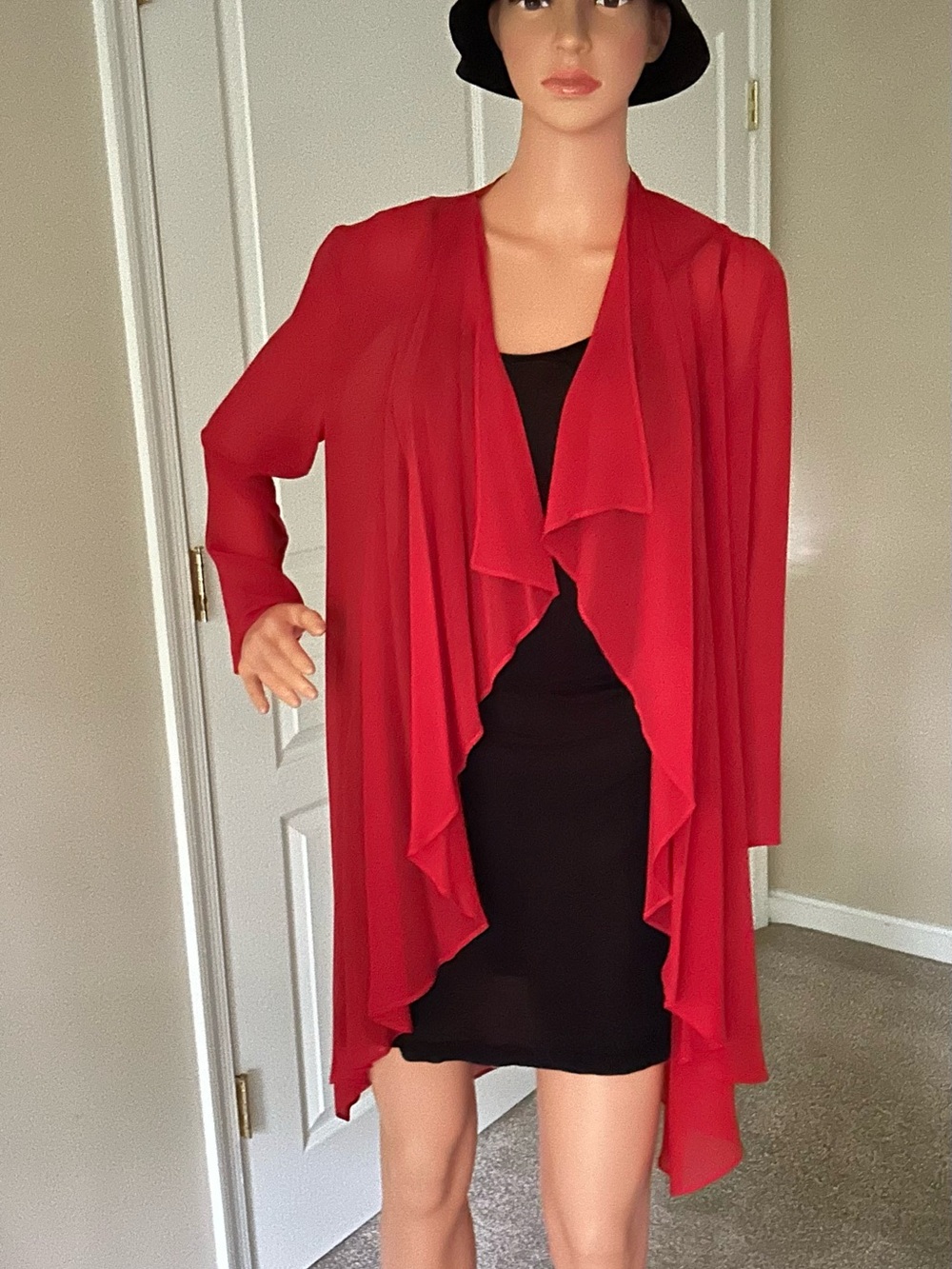 Escada Couture Vibrant Red Open Front Blouse